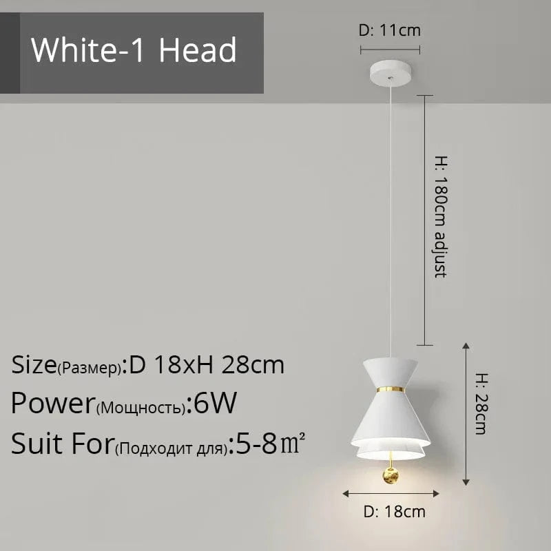 Lustre Créatif Tactile Intelligent pour Restaurant | Marco Lucetti DG5106 Blanc-1 tête / 3 couleurs sans télécommande