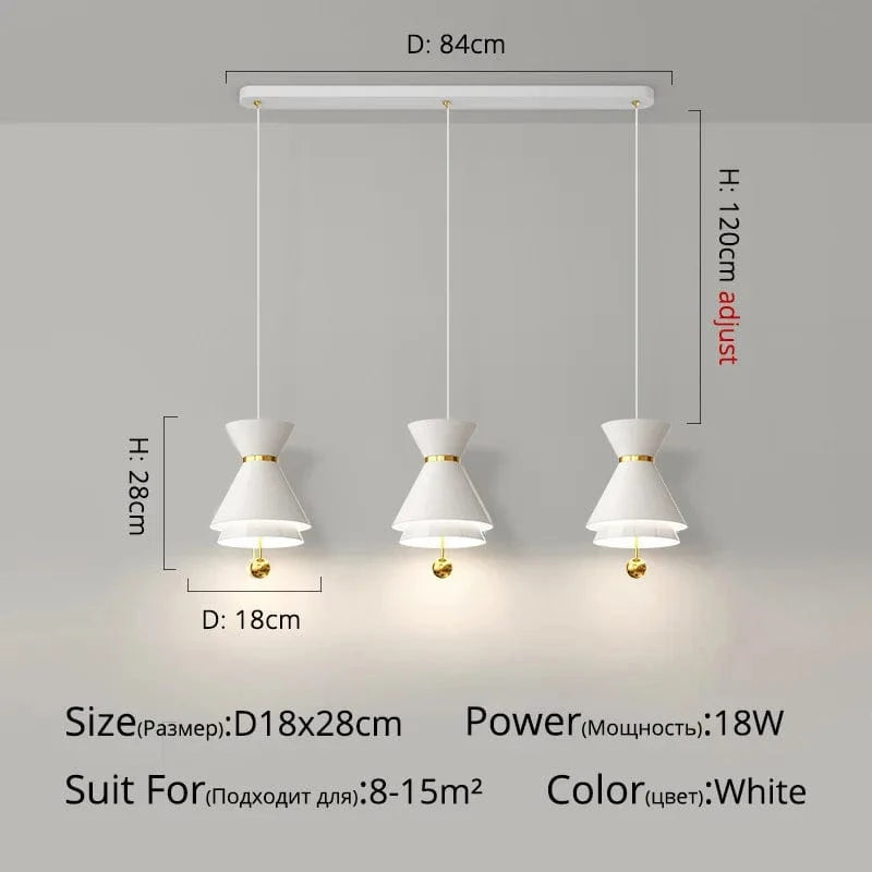 Lustre Créatif Tactile Intelligent pour Restaurant | Marco Lucetti DG5106 Blanc-3 têtes / 3 couleurs sans télécommande