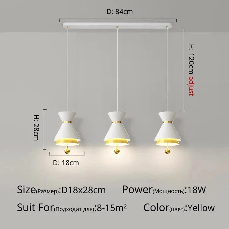 Lustre Créatif Tactile Intelligent pour Restaurant | Marco Lucetti DG5106 Jaune3 têtes / 3 couleurs sans télécommande