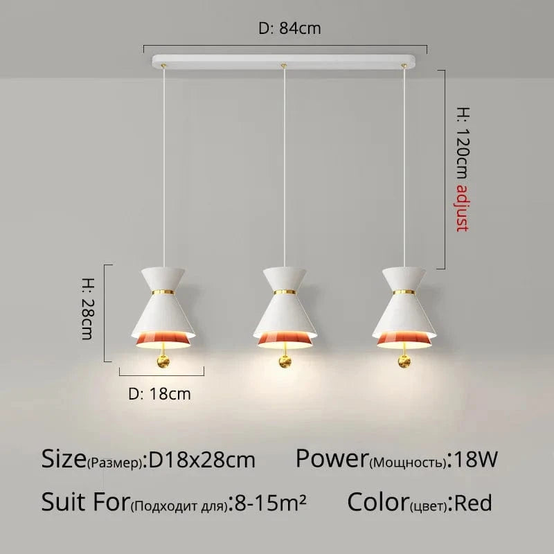 Lustre Créatif Tactile Intelligent pour Restaurant | Marco Lucetti DG5106 Rouge-3 têtes / 3 couleurs sans télécommande