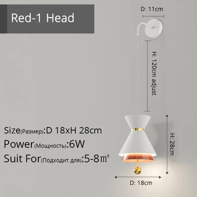 Lustre Créatif Tactile Intelligent pour Restaurant | Marco Lucetti Rouge-1 tête D18x28cm / 3 couleurs sans télécommande