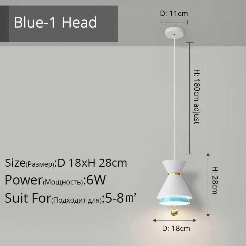 Lustre Créatif Tactile Intelligent pour Restaurant | Marco Lucetti Tête DG5106 Bleu-1 / 3 couleurs sans télécommande