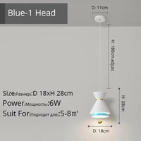 Lustre Créatif Tactile Intelligent pour Restaurant | Marco Lucetti Tête DG5106 Bleu-1 / 3 couleurs sans télécommande