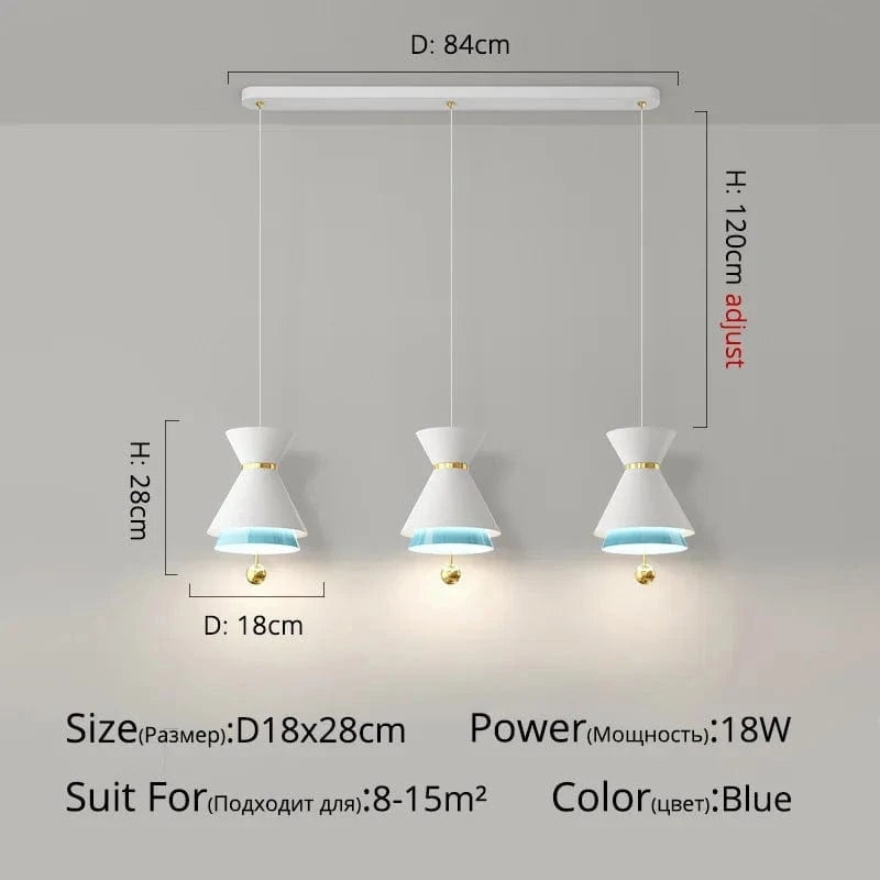 Lustre Créatif Tactile Intelligent pour Restaurant | Marco Lucetti Tête DG5106 Bleu-3 / 3 couleurs sans télécommande