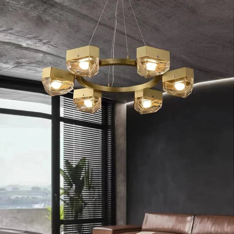 Lustre Cuivre avec suspension ajustable pour salon | Marco Lucetti