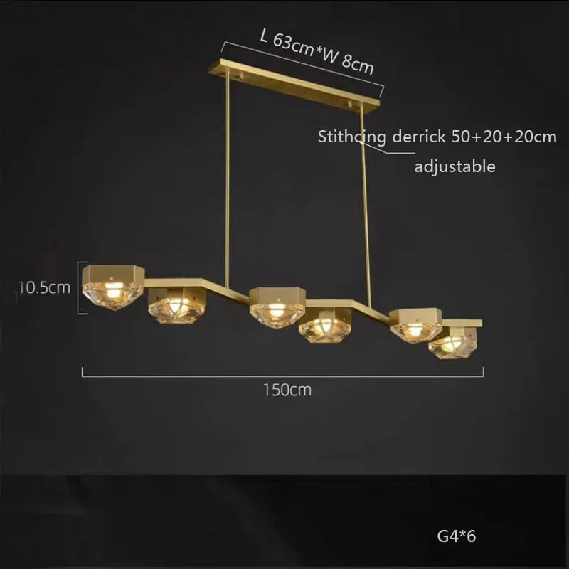 Lustre Cuivre avec suspension ajustable pour salon | Marco Lucetti L 150cm / Lumière chaude