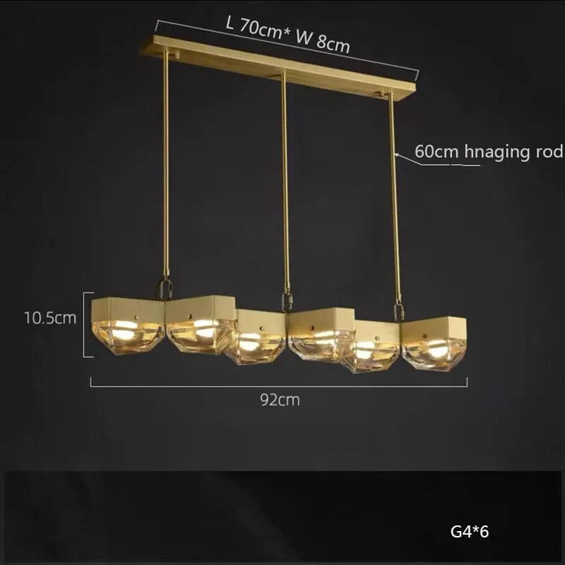 Lustre Cuivre avec suspension ajustable pour salon | Marco Lucetti L 92cm / Lumière chaude