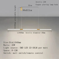 Lustre Cuivre LED Moderne | Marco Lucetti Longueur 1040mm / Changeable