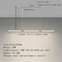 Lustre Cuivre LED Moderne | Marco Lucetti Longueur 1470mm / Changeable