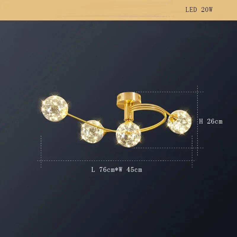 Lustre Cuivre Moderne et Minimaliste avec Étoile LED | Marco Lucetti B 4lumière / Dimmable