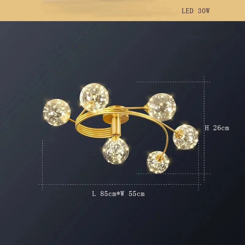 Lustre Cuivre Moderne et Minimaliste avec Étoile LED | Marco Lucetti B 6lumière / Dimmable