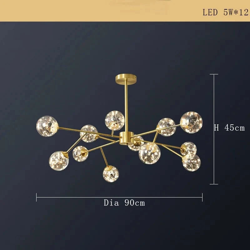 Lustre Cuivre Moderne et Minimaliste avec Étoile LED | Marco Lucetti C 12lumière / Dimmable