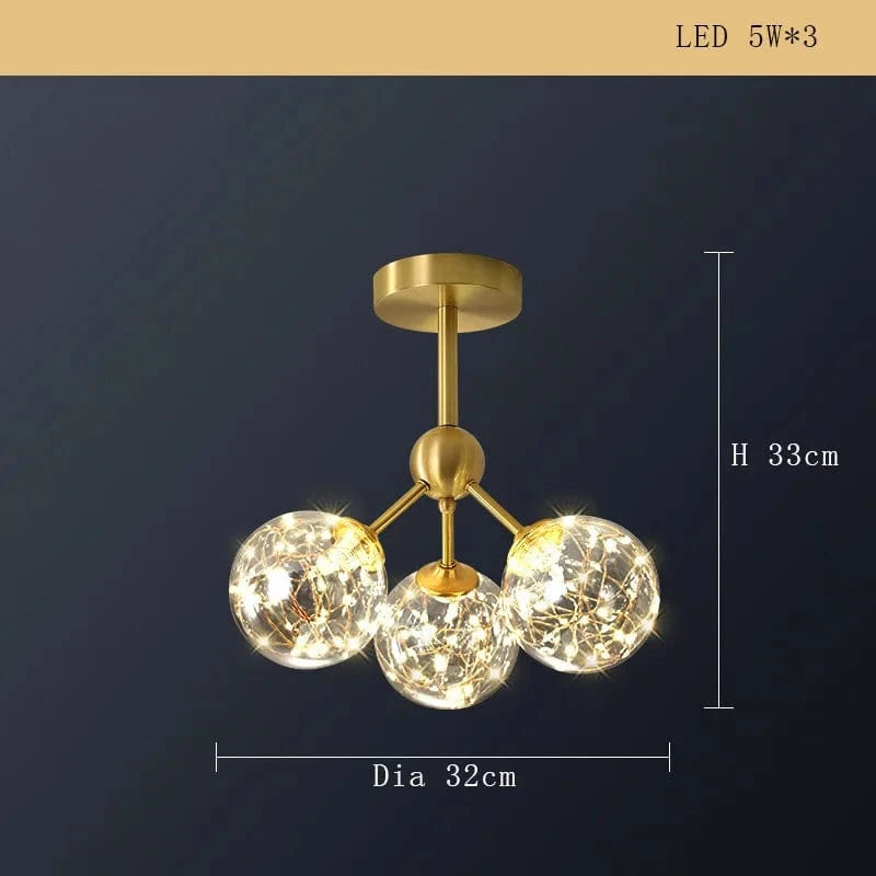 Lustre Cuivre Moderne et Minimaliste avec Étoile LED | Marco Lucetti C 3lumière / Dimmable