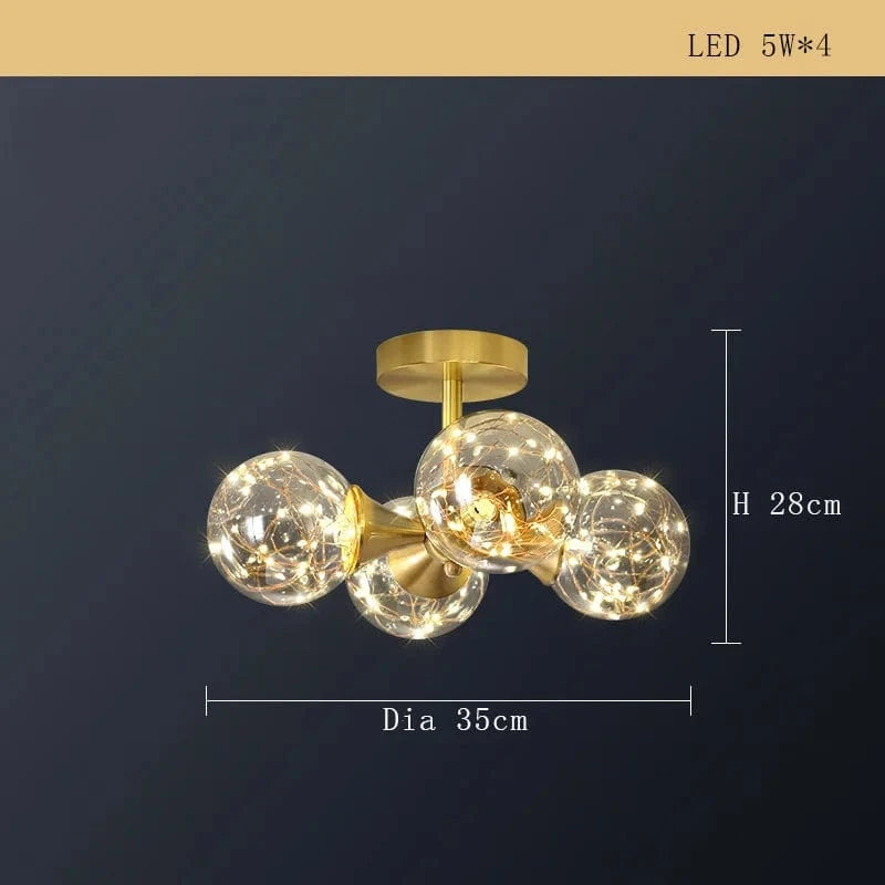 Lustre Cuivre Moderne et Minimaliste avec Étoile LED | Marco Lucetti C 4lumière / Dimmable