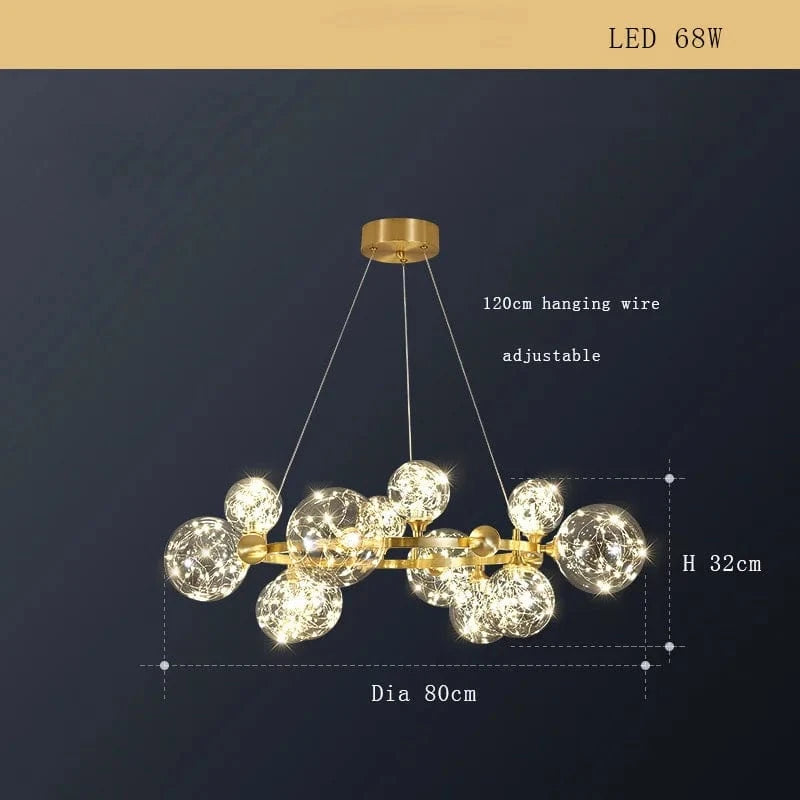 Lustre Cuivre Moderne et Minimaliste avec Étoile LED | Marco Lucetti D 12lumière / Dimmable