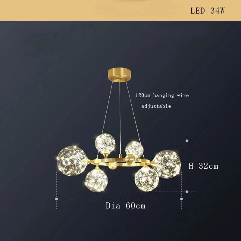 Lustre Cuivre Moderne et Minimaliste avec Étoile LED | Marco Lucetti D 6lumière / Dimmable