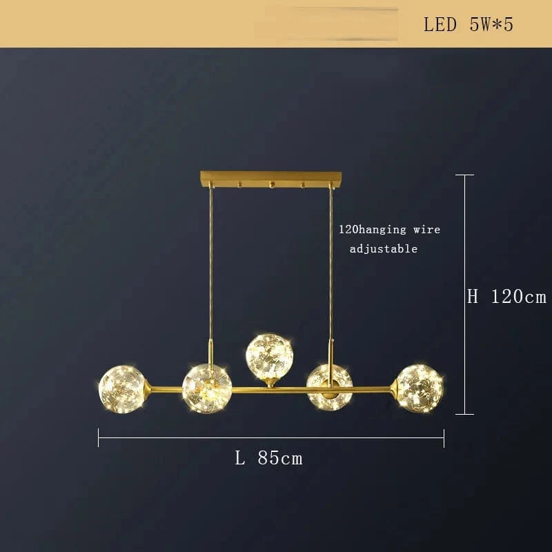 Lustre Cuivre Moderne et Minimaliste avec Étoile LED | Marco Lucetti Salle à manger 5lumière / Dimmable