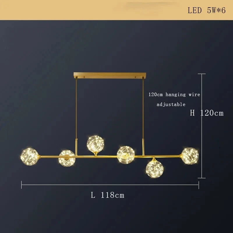Lustre Cuivre Moderne et Minimaliste avec Étoile LED | Marco Lucetti Salle à manger 6lumière / Dimmable