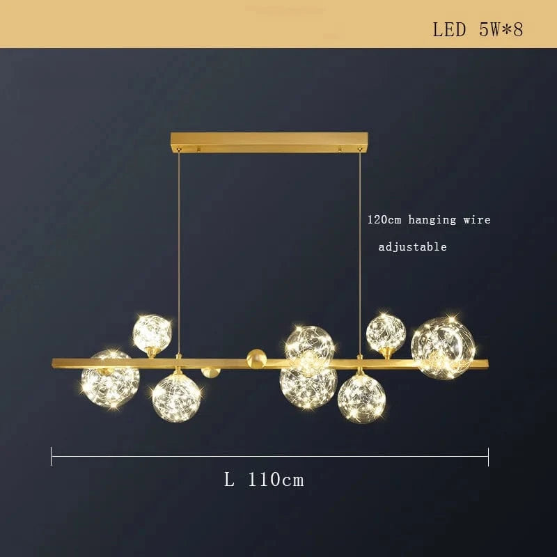 Lustre Cuivre Moderne et Minimaliste avec Étoile LED | Marco Lucetti Salle à manger 8lumière / Dimmable