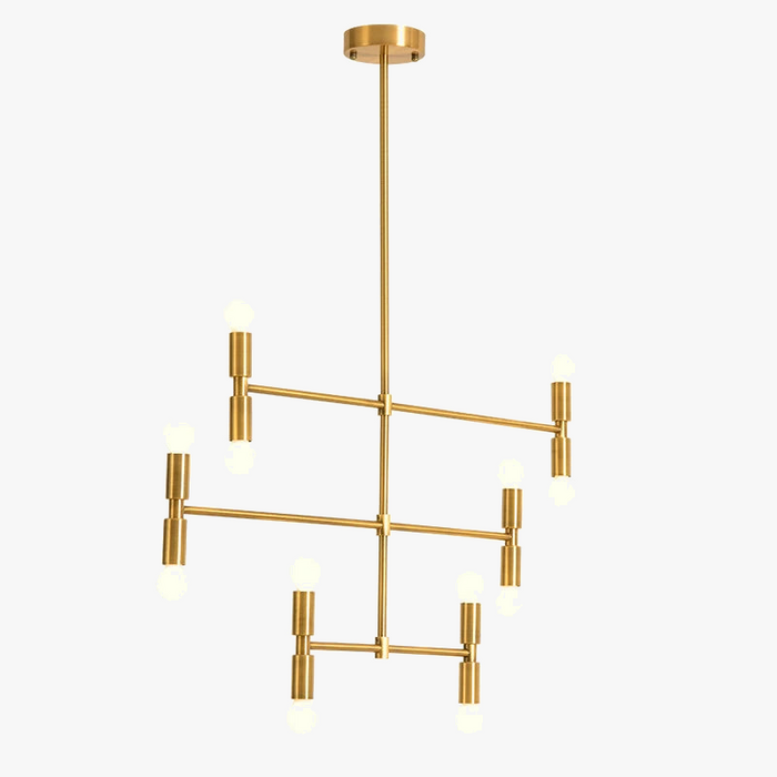 Lustre d'art post-moderne en fer - Luminaires créatifs en bambou LED - Idéal pour votre maison
