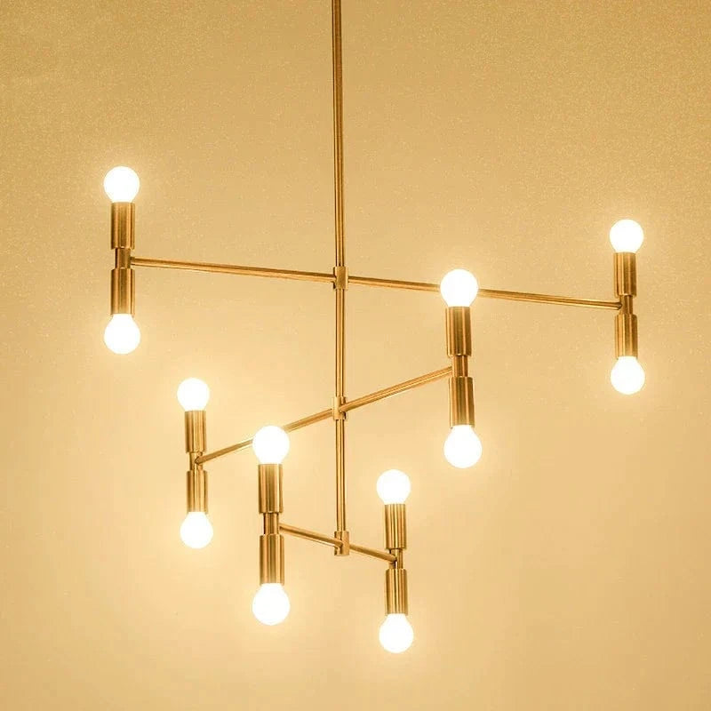 Lustre d'art post-moderne en fer - Luminaires créatifs en bambou LED - Idéal pour votre maison | Marco Lucetti