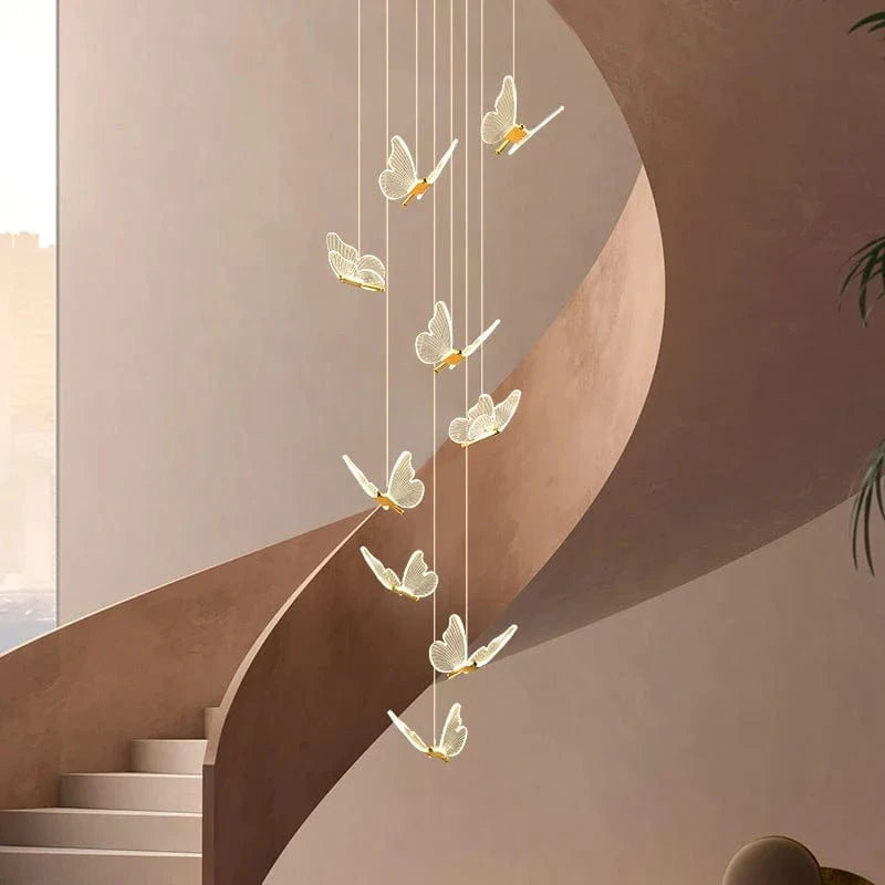 Lustre d'escalier acrylique forme de papillon - Collection Art LED Scintillante | Marco Lucetti