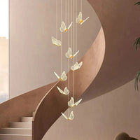 Lustre d'escalier acrylique forme de papillon - Collection Art LED Scintillante | Marco Lucetti