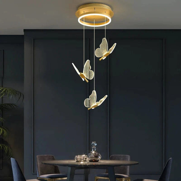Lustre d'escalier acrylique forme de papillon - Collection Art LED Scintillante | Marco Lucetti