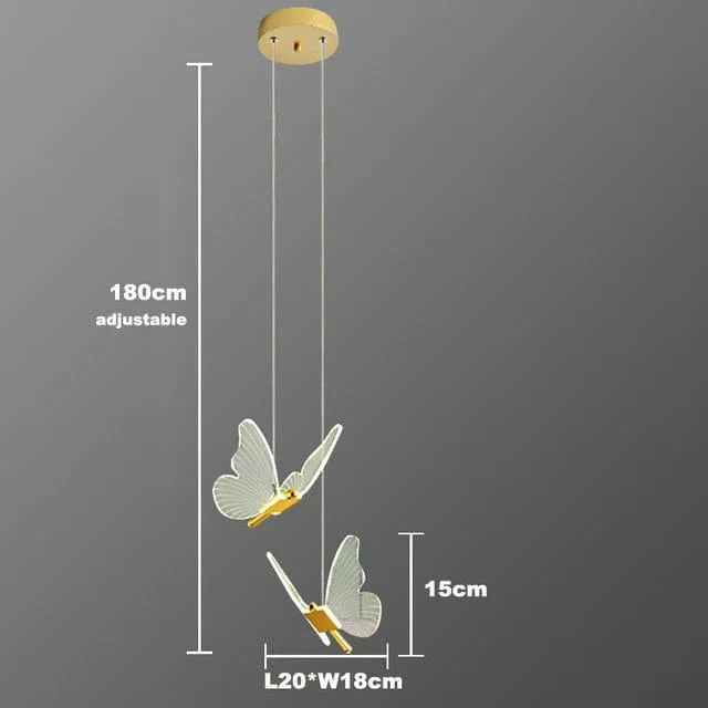 Lustre d'escalier acrylique forme de papillon - Collection Art LED Scintillante | Marco Lucetti 2 lumières / Lumière froide