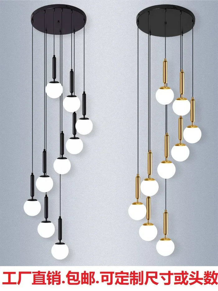 Lustre Deluxe pour Escalier à Lumière Longue en Cristal Orientation Rotative