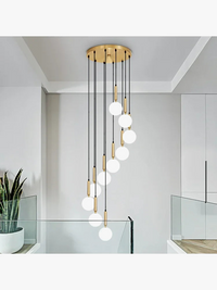 Lustre Deluxe pour Escalier à Lumière Longue en Cristal Orientation Rotative