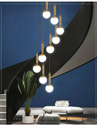 Lustre Deluxe pour Escalier à Lumière Longue en Cristal Orientation Rotative