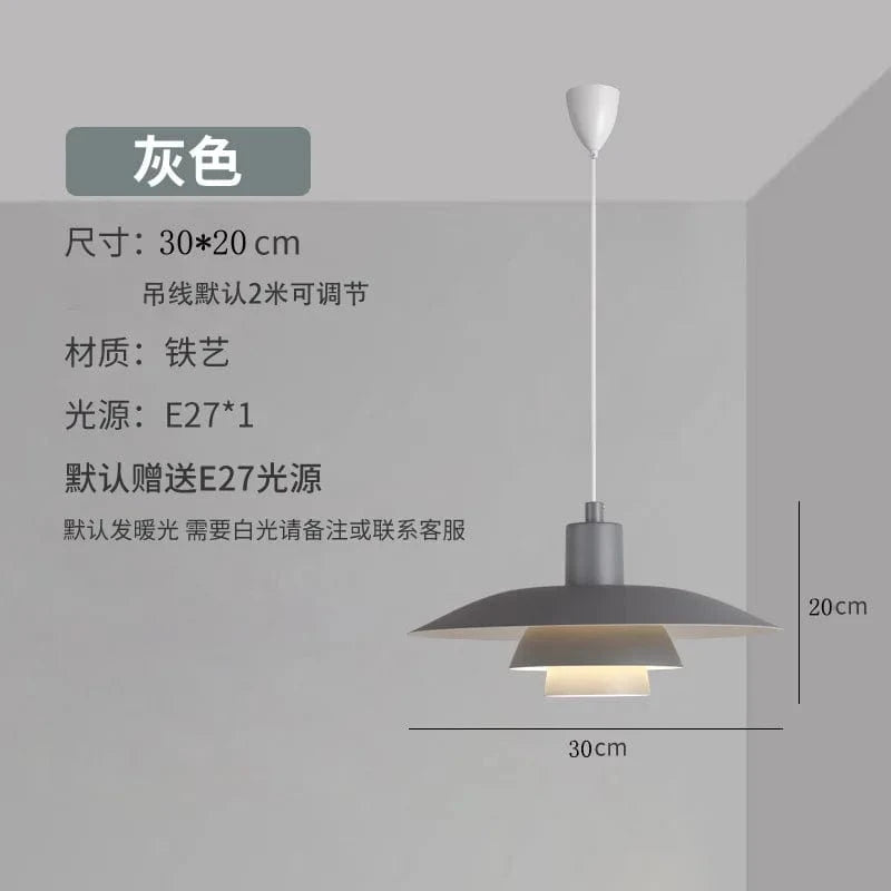 Lustre Danois Soucoupe Volante Créatif pour Café, Restaurant et Magasin | Marco Lucetti Gris Dia30cm / Trois couleurs