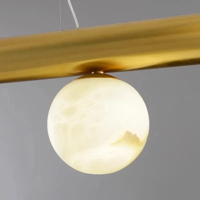 Lustre de bar long et luxueux en marbre véritable - Style post-moderne. | Marco Lucetti