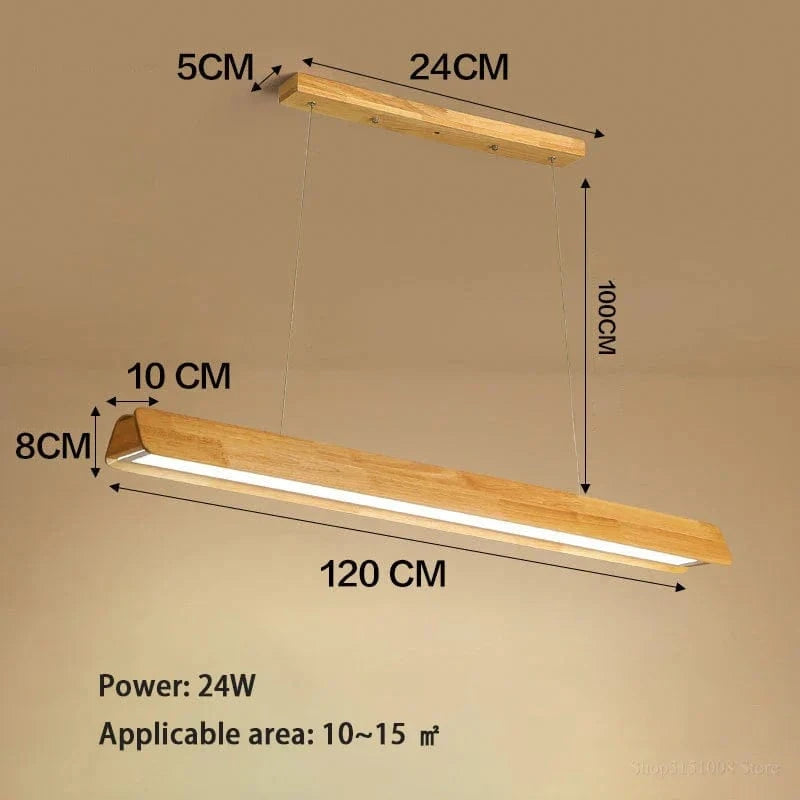 Lustre de bureau en bois brut | Marco Lucetti A 120cm / Lumière chaude