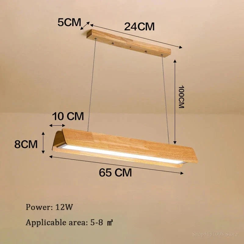 Lustre de bureau en bois brut | Marco Lucetti A 65cm / Lumière chaude