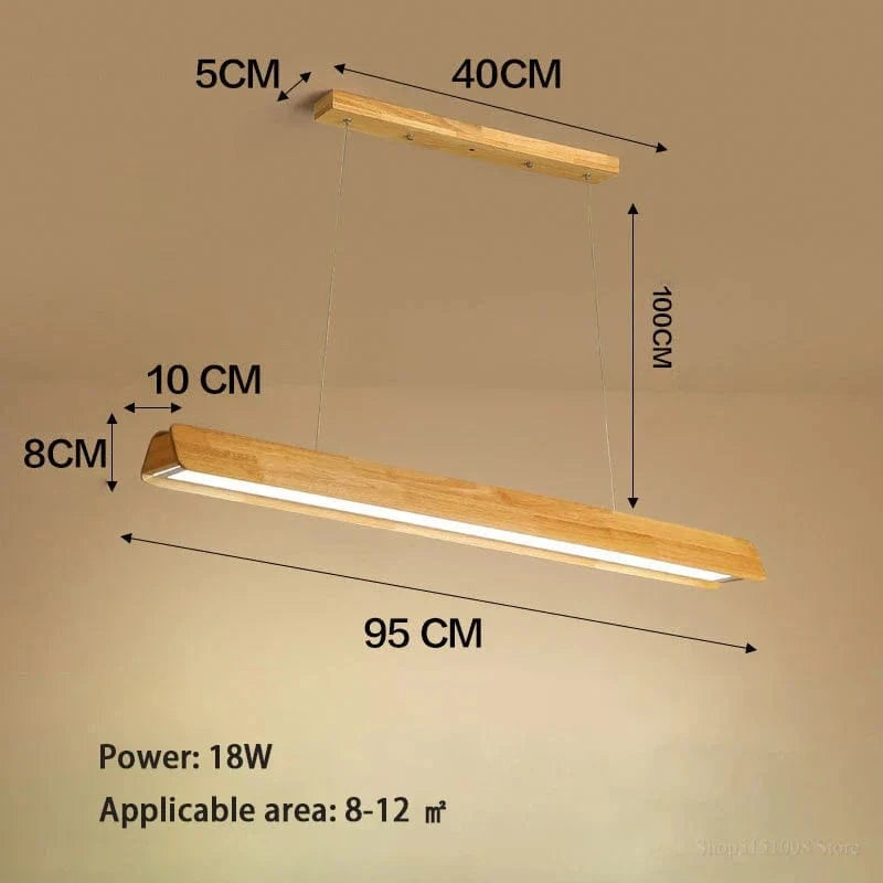 Lustre de bureau en bois brut | Marco Lucetti A 95cm / Lumière chaude