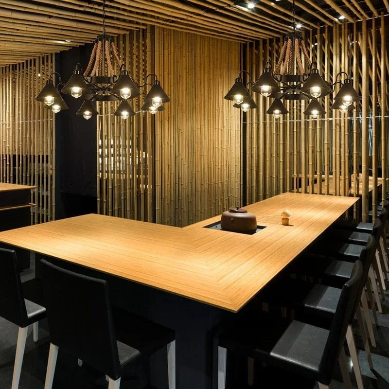 Lustre de café américain Loft en fer forgé rétro - Style industriel Restaurant et Bar Hot Pot Restaurant lustre | Marco Lucetti