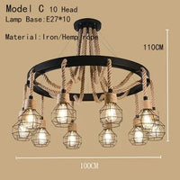 Lustre de café américain Loft en fer forgé rétro - Style industriel Restaurant et Bar Hot Pot Restaurant lustre | Marco Lucetti Tête modèle C 10