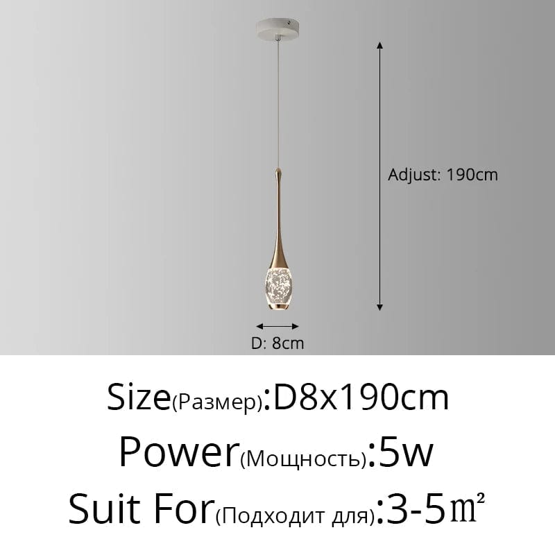 Lustre de chevet de luxe en cristal Tête unique suspendu | Marco Lucetti