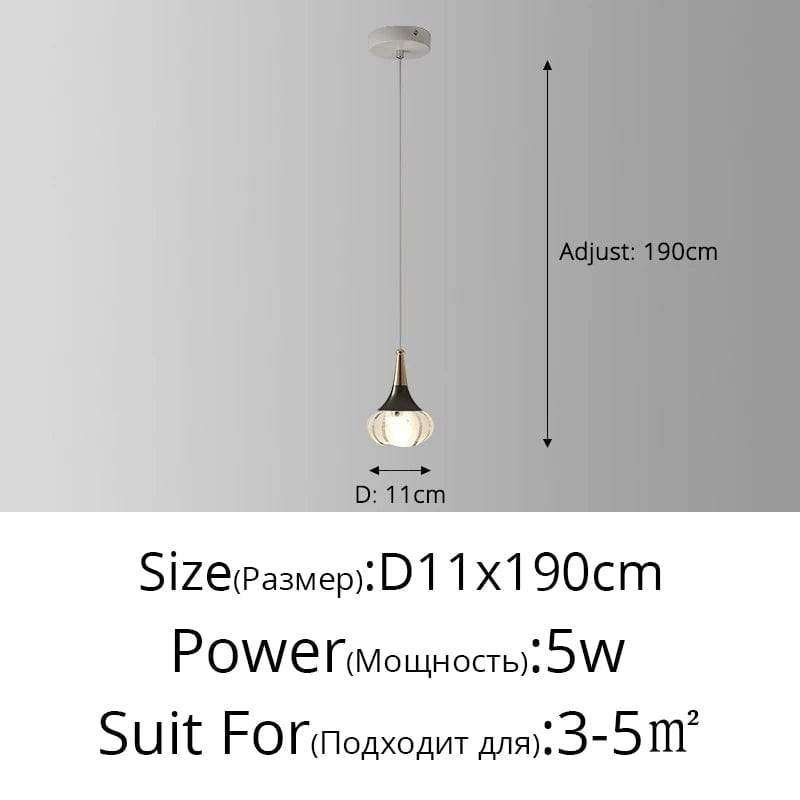 Lustre de chevet de luxe en cristal Tête unique suspendu | Marco Lucetti