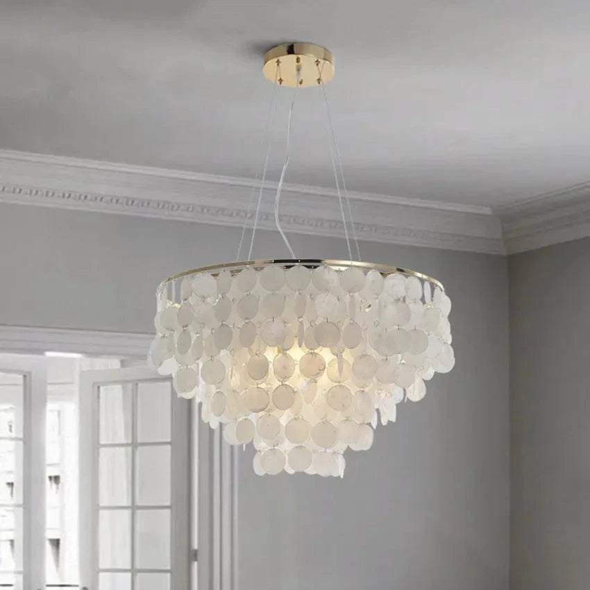 Lustre de coquille de luxe moderne pour luminaires suspendus de salon de Restaurant en or et chrome: éclairage romantique pour la maison | Marco Lucetti