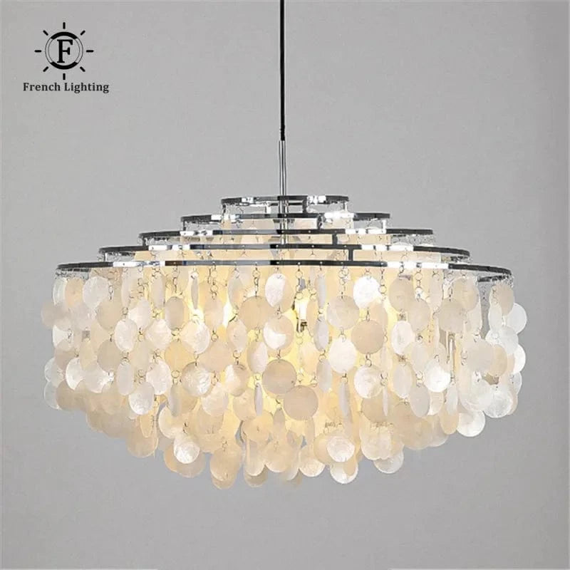 Lustre de coquille de luxe moderne pour luminaires suspendus de salon de Restaurant en or et chrome: éclairage romantique pour la maison | Marco Lucetti D80CM / Blanc chaud | Corps en or