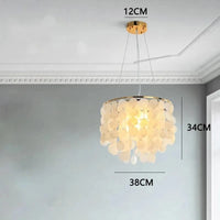 Lustre de coquille de luxe moderne pour luminaires suspendus de salon de Restaurant en or et chrome: éclairage romantique pour la maison | Marco Lucetti Modèle 1-D38CM / Blanc chaud | Corps en or