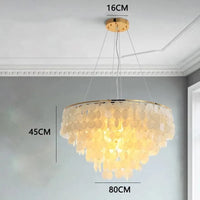 Lustre de coquille de luxe moderne pour luminaires suspendus de salon de Restaurant en or et chrome: éclairage romantique pour la maison | Marco Lucetti Modèle 1-D80CM / Blanc chaud | Corps en or