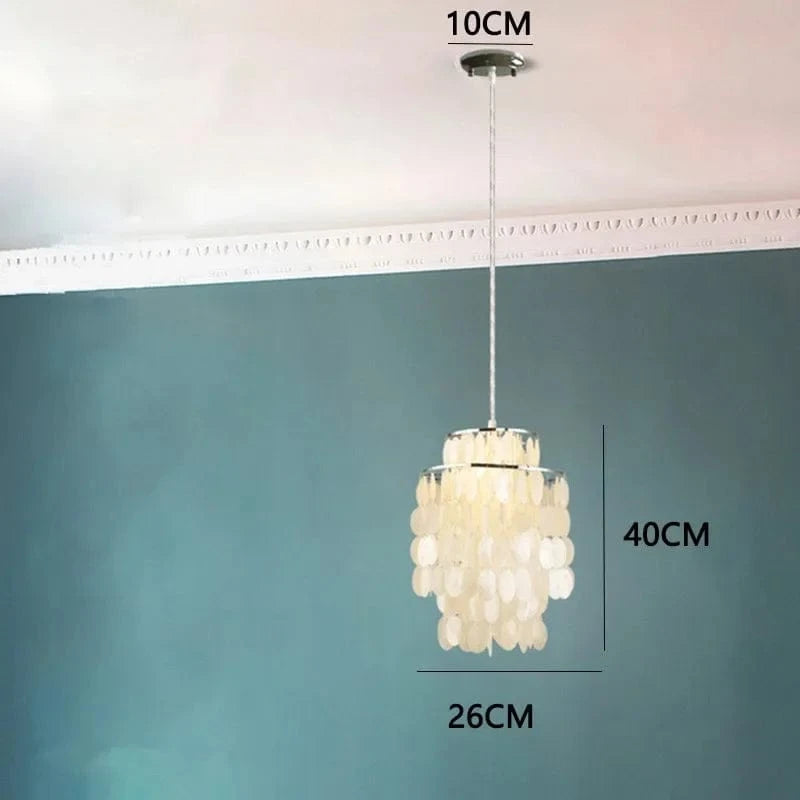Lustre de coquille de luxe moderne pour luminaires suspendus de salon de Restaurant en or et chrome: éclairage romantique pour la maison | Marco Lucetti Style 2-D26CM / Blanc chaud | Corps en or