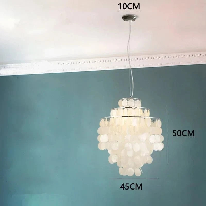 Lustre de coquille de luxe moderne pour luminaires suspendus de salon de Restaurant en or et chrome: éclairage romantique pour la maison | Marco Lucetti Style 2-D45CM / Blanc chaud | Corps en or