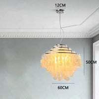 Lustre de coquille de luxe moderne pour luminaires suspendus de salon de Restaurant en or et chrome: éclairage romantique pour la maison | Marco Lucetti Style 2-D60CM / Blanc chaud | Corps en or