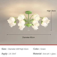 Lustre de jardin nordique rétro américain | Marco Lucetti 12 têtes-Vert / Lumière blanche