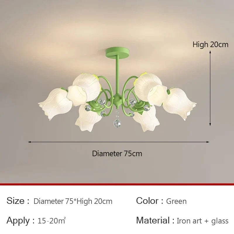 Lustre de jardin nordique rétro américain | Marco Lucetti 6 têtes-Vert / Lumière blanche